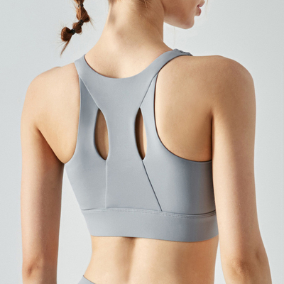 Front Middle Zipper Yoga Bra High-strength Female Nude Lining Sports Bra