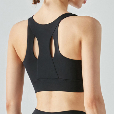Front Middle Zipper Yoga Bra High-strength Female Nude Lining Sports Bra