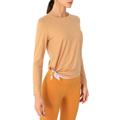 Orange Nude Yoga Long Sleeve Top Women's Irregular Breathable Sports T-shirt