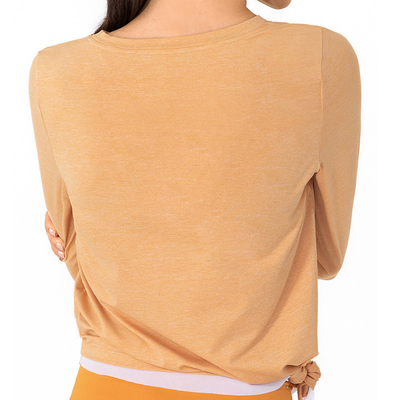 Orange Nude Yoga Long Sleeve Top Women's Irregular Breathable Sports T-shirt
