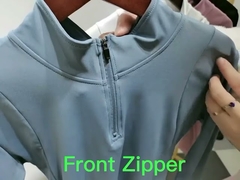 Women's Full Zip Sports Horse Riding Tops Solid Color Long Sleeve Soft Nylon